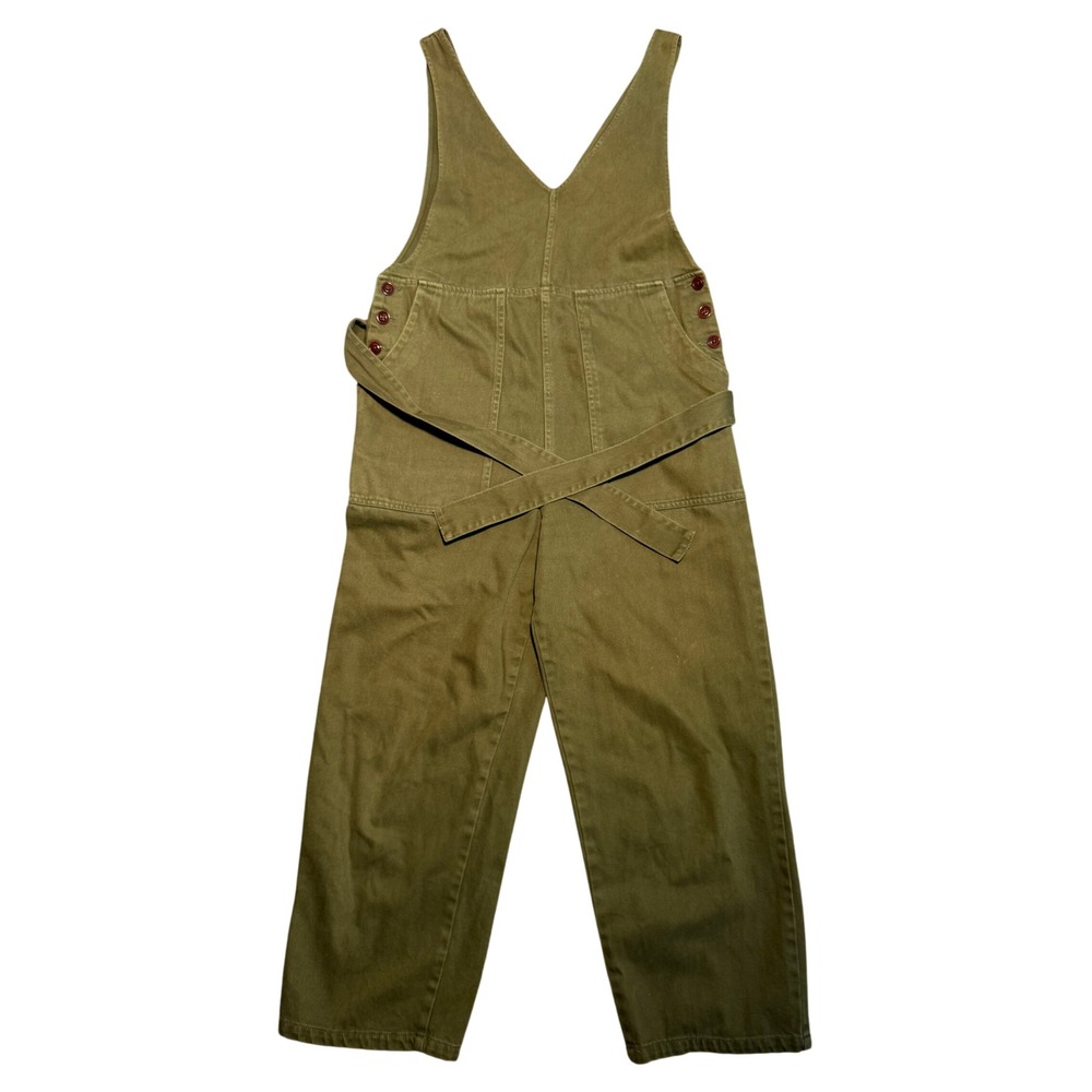 Alex Mill Olive Green Cotton Twill Utility Jumpsuit Sleeveless Wide Leg Size S